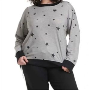 Splendid Pullover Heather Grey Star Sweatshirt Long Sleeve Ringer Lounge Comfy M